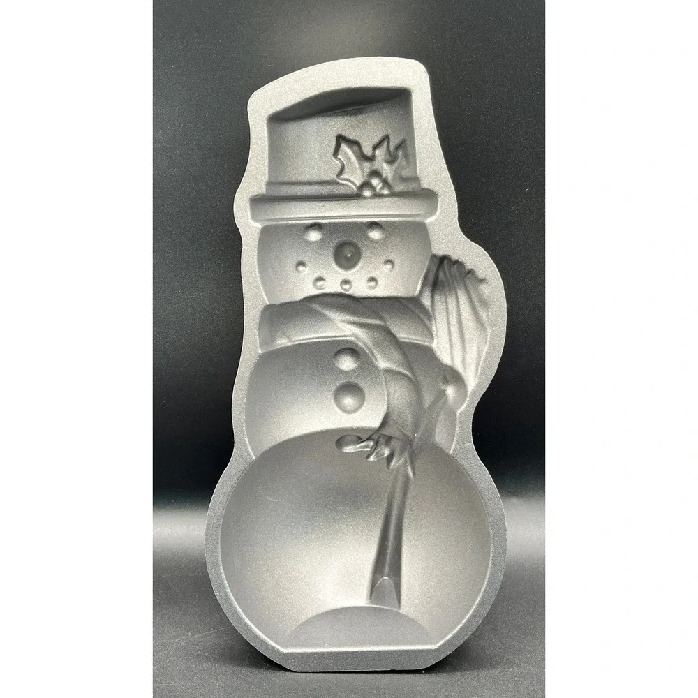 Nordic Ware Snowman Cake Pan Cast Aluminum‎ 5 Cup Holiday Winter Silver USA 12